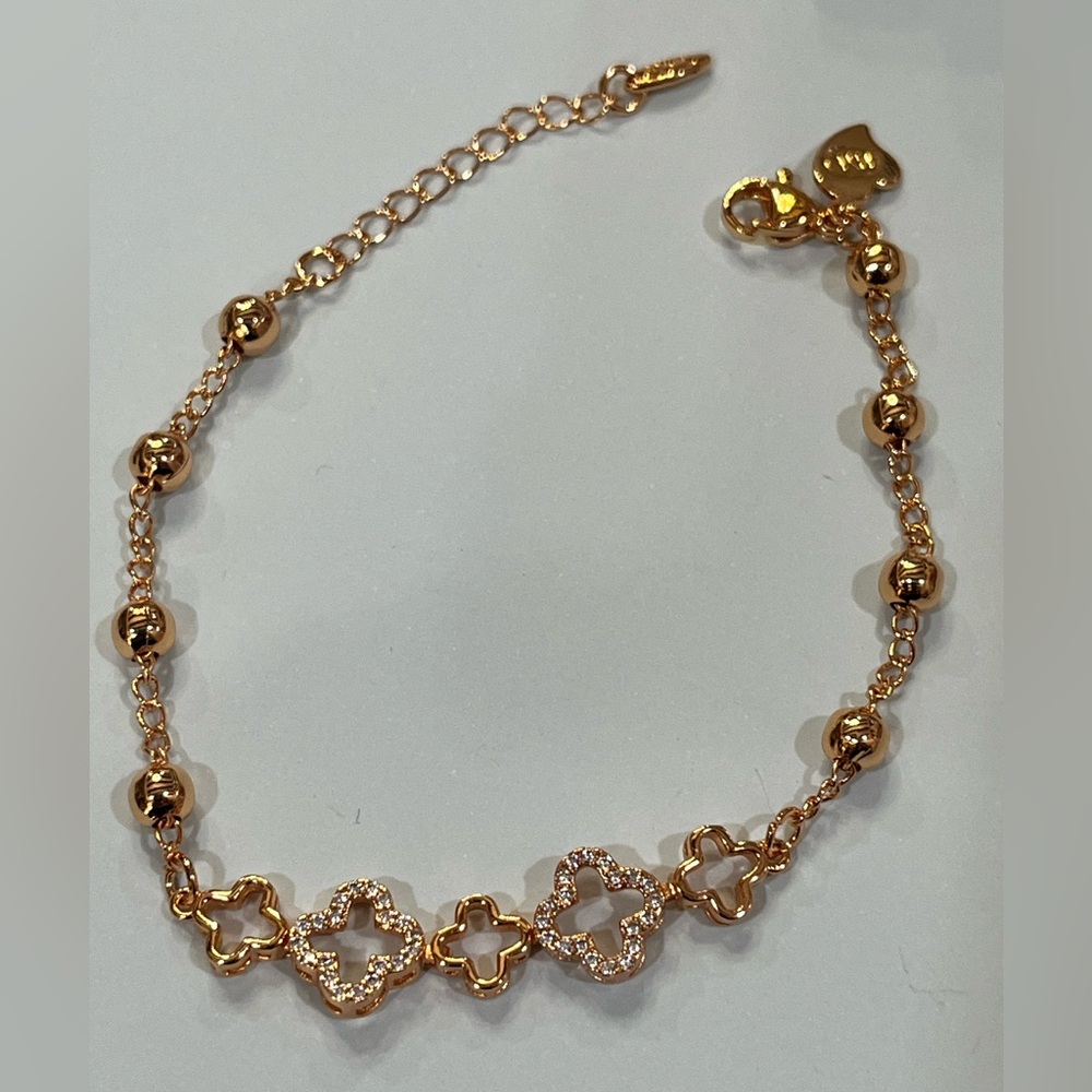 Elegant Rose Gold Costume Bracelet with Floral Accents
